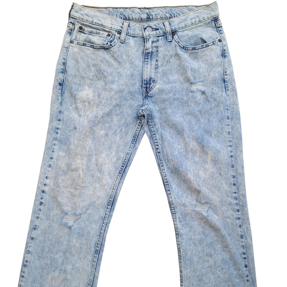 Levi's 514 Stone-Washed Distressed Straight Jeans Size 33/34 Men's - Picture 4 of 11